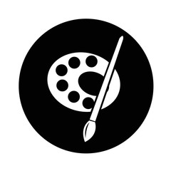 palette with paint brush icon illustration design