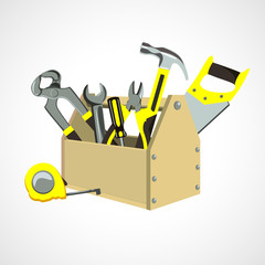 box with construction tools
