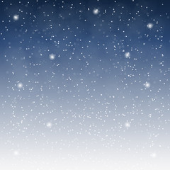 Flying snowflakes on a light blue background.