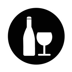 Wine glass with bottle icon illustration design