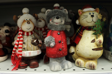 Christmas decor, deer, rat, cat