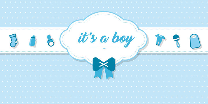 elegante Karte zur Geburt eines Babies mit Schrift "It's a boy
