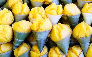 Toddy palm cake or Kanom Tarn, a traditional Thai dessert