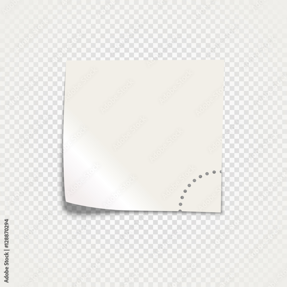 Poster white sticky paper template isolated on transparent background