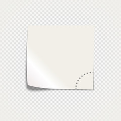 White sticky paper template isolated on transparent background