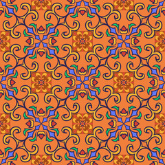 Vector seamless texture. Beautiful colored pattern for design and fashion with decorative elements