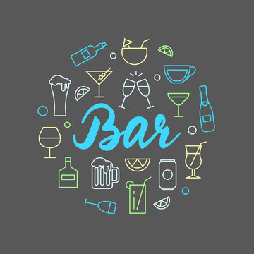 Bar vector illustration with calligraphy font