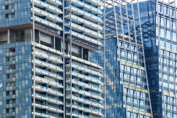 Abstract view of modern high-rise building facade