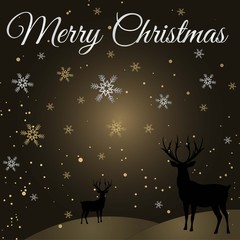 Fototapeta na wymiar Christmas background with snow and reindeer. Merry Christmas! Vector illustration.