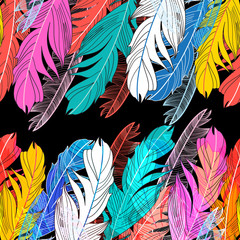 Background multicolored feathers