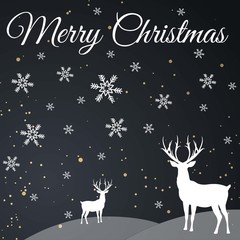 Fototapeta na wymiar Christmas background with snow and reindeer. Merry Christmas! Vector illustration.