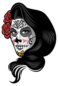 girl wearing day of the dead make up style