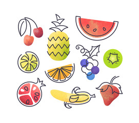 Colorful vector icons' set of fruits.