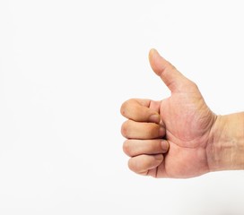 Hand. Use of symbols to communicate.on white background.
