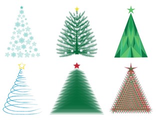 Vector, Christmas Trees with Different Styles