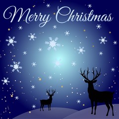 Obraz na płótnie Canvas Christmas background with snow and reindeer. Merry Christmas! Vector illustration.