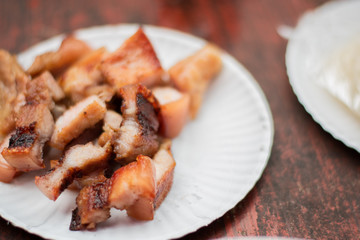 close up thai style grill pork,selective focus