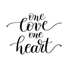 one love one heart handwritten lettering quote about love to val