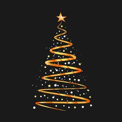 Christmas background with Christmas tree, vector illustration.
