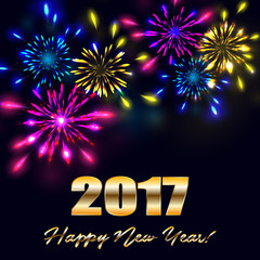 Fireworks for happy new year 2017. Vector illustration