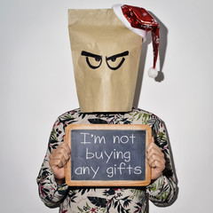 man and text I am not buying any gifts