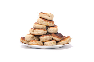 Fototapeta na wymiar fried pies with potatoes on a white background