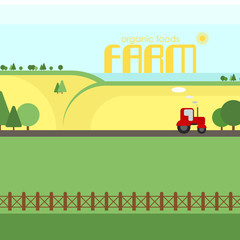 Agriculture. Farm, organic foods. Rural landscape. Design elements for graphic information, web sites and print media. Vector illustration.