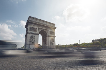 Fototapeta na wymiar Traffic around Arc de Triomphe - Paris