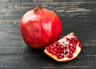 Pomegranate with slice