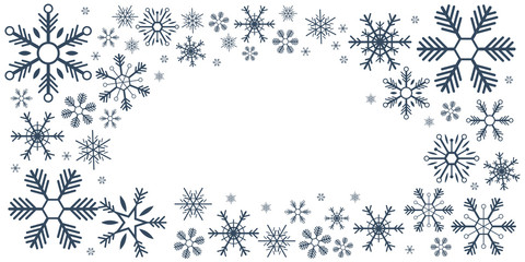 Merry Christmas and Happy New Year. Snowflakes. Vector illustration.