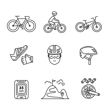 Bike cycling and biking accessories sign set