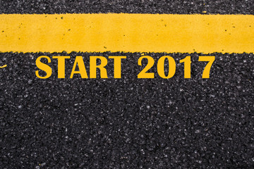 Fototapeta premium Good bye Old year 2016 and Happy New year 2017 on Asphalt Texture