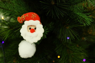 Santa ornament and Christmas tree