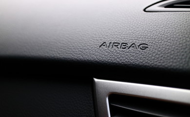 Airbag sign closeup