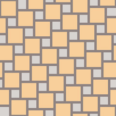 Vector yellow tiles seamless pattern, square grid textile print, abstract texture for fashion design