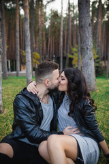 Couple in love - Beginning of a Love Story. A man and a girl on the nature while walking