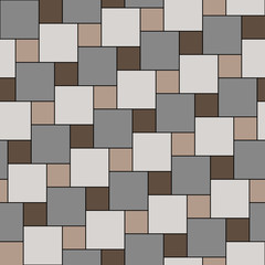 Vector pastel beige tiles seamless pattern, square grid textile print, abstract texture for fashion design