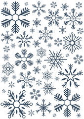 Merry Christmas and Happy New Year. Snowflakes. Vector illustration.