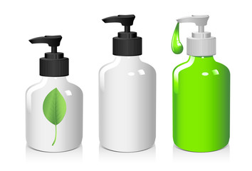 Lotion bottles, different sizes, liquid drop, hand soap, organic