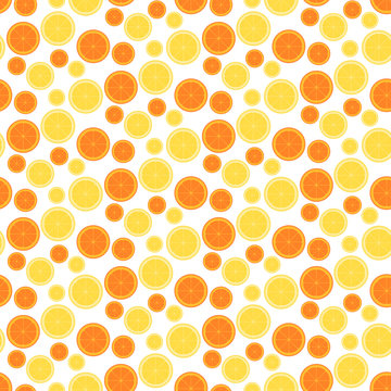 Cute seamless pattern made of flat citrus slices.