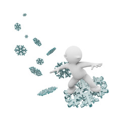 3d human surfing on a snowflake