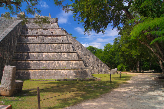 Mayan pyramid in a jungle in Mexico