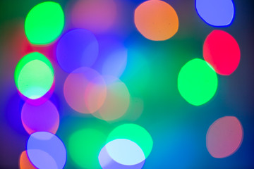 christmas background, image blur colorful bokeh defocused lights