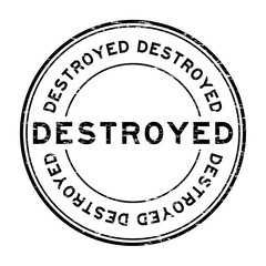 Grunge black destroy round shape rubber stamp