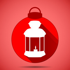 Christmas icon with the silhouette of the lamp on pink background