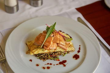 Traditional Peruvian Fish Trucha Served in a Restaurant