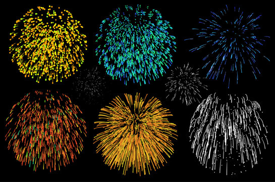 Strichm&auml;nnchen Feuerwerk auf Schwarz
