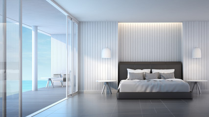 3d rendering Bedroom villa sea view and sky