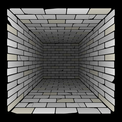 brick box in perspective. 3d room