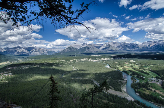 View of mountain range from Tunnel Mountain in Banff